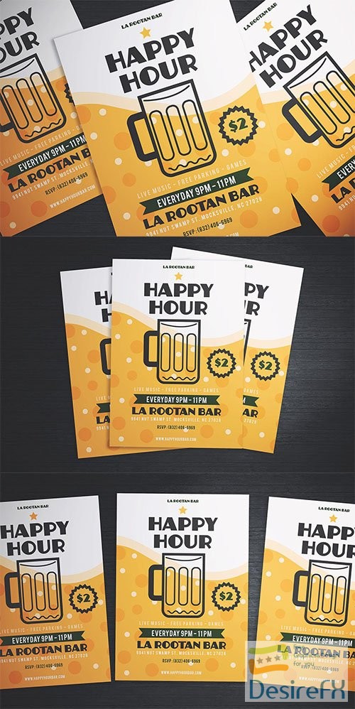 PSD Simple Happy Hour Beer Flyer