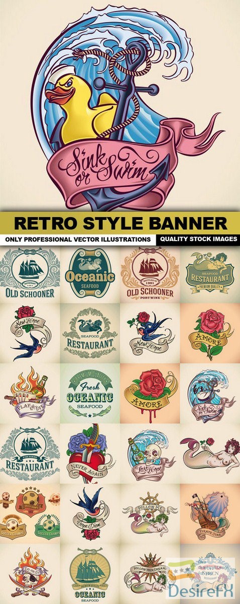 Retro Style Banner - 25 Vector
