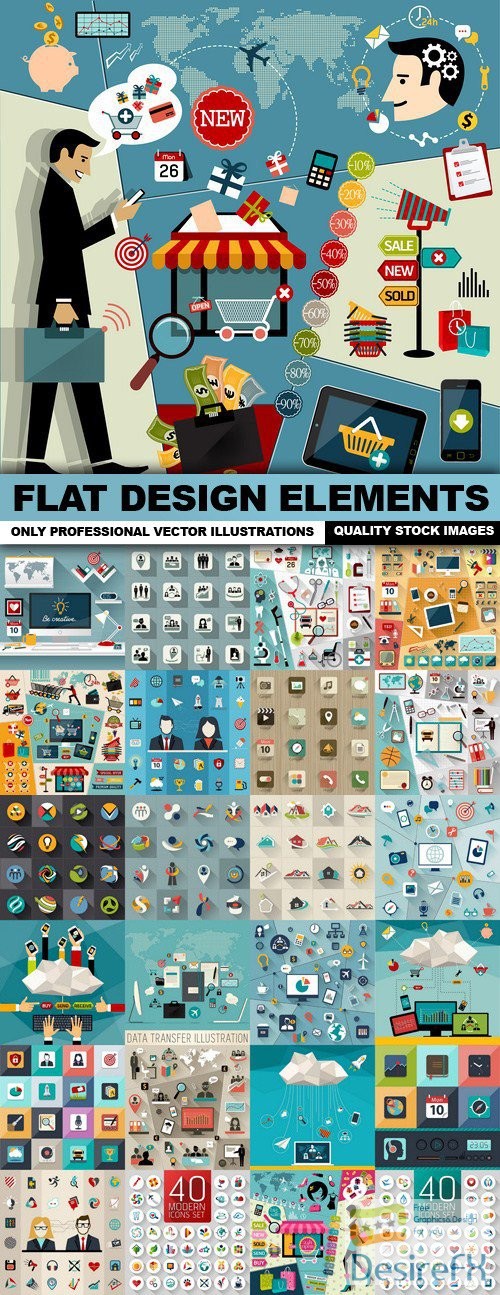 Flat Design Elements - 25 Vector
