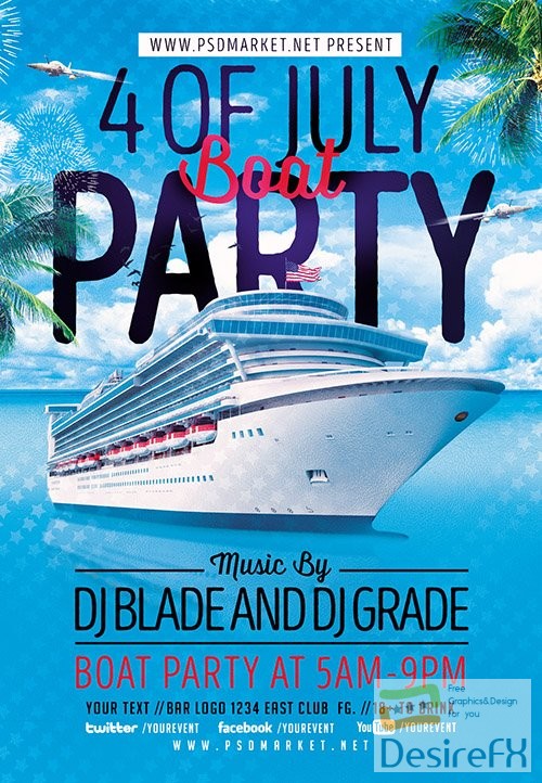 4th of july boat party flyer