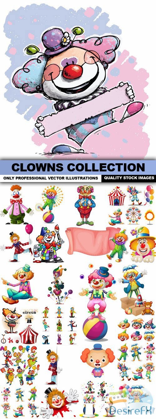Clowns Collection - 25 Vector
