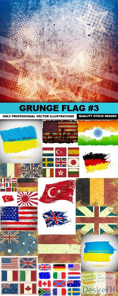 Grunge Flag #3 - 25 Vector