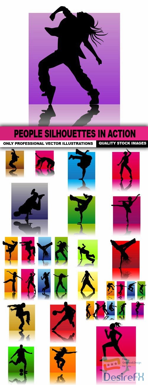 People Silhouettes In Action - 25 Vector