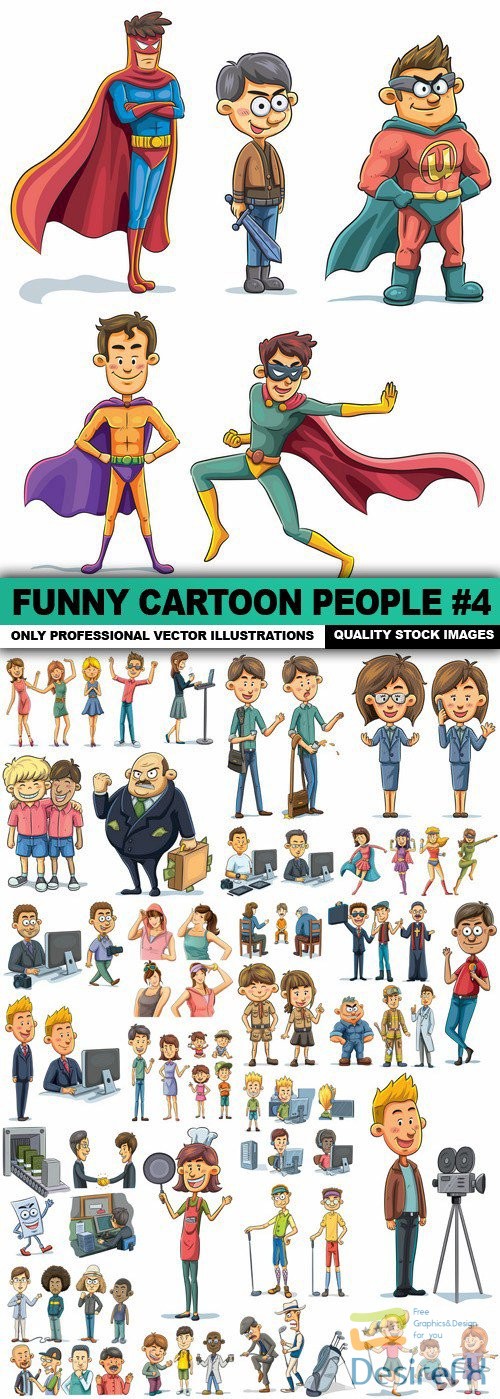 Funny Cartoon People #4 - 25 Vector