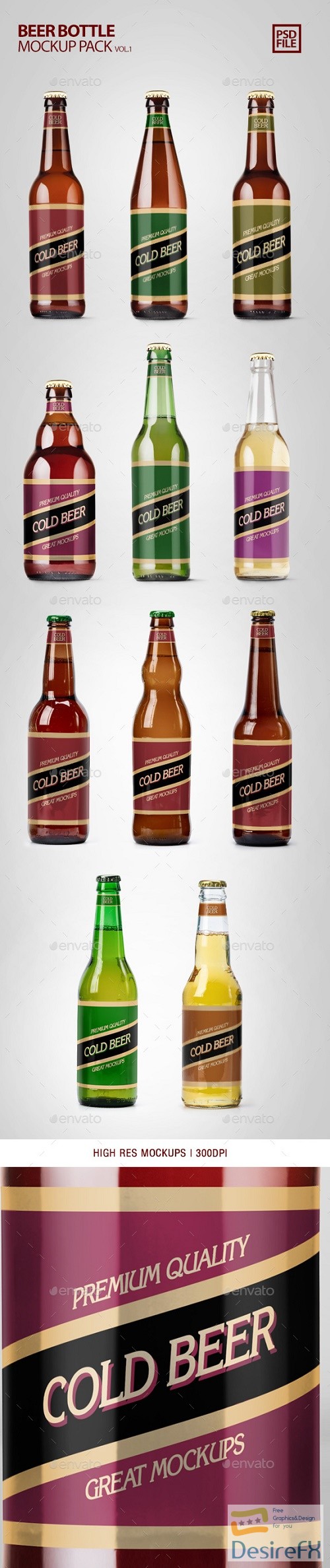 Download Download Beer Bottle Mockup Pack Vol.1 | Food and Drink | DesireFX.COM