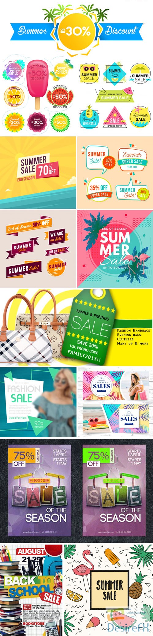 12 Hot Summer Sale/Discount Advertising [Ai/EPS/PSD]