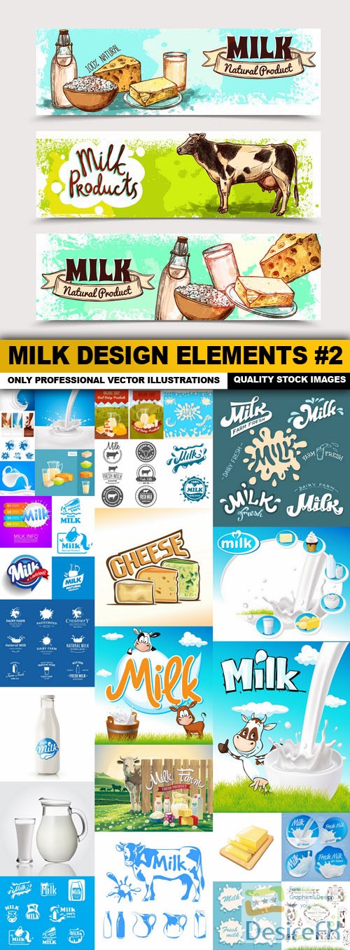 Milk Design Elements #2 - 30 Vector