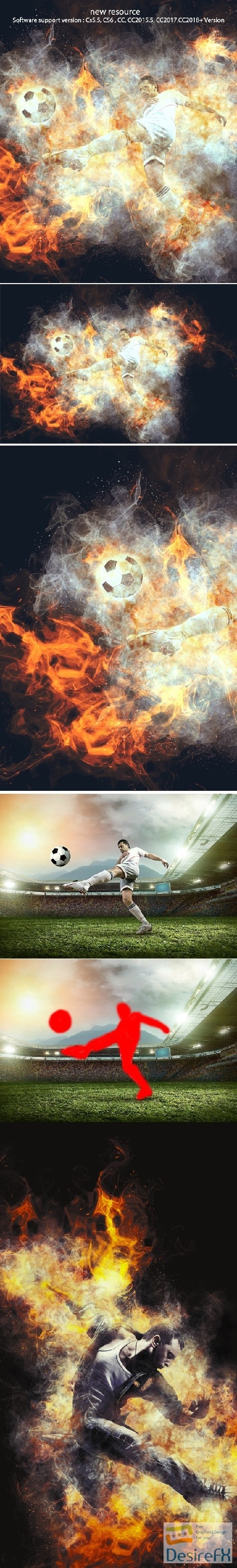 Real Fire &amp; Smoke Photoshop Action 22230465
