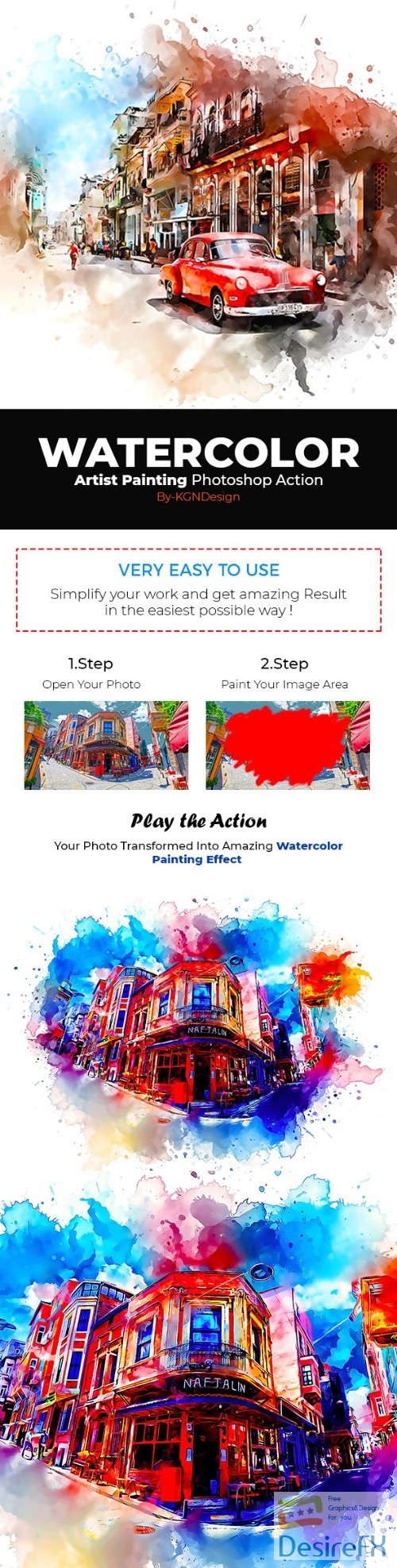 Watercolor Artist Painting Photoshop Action 22294640