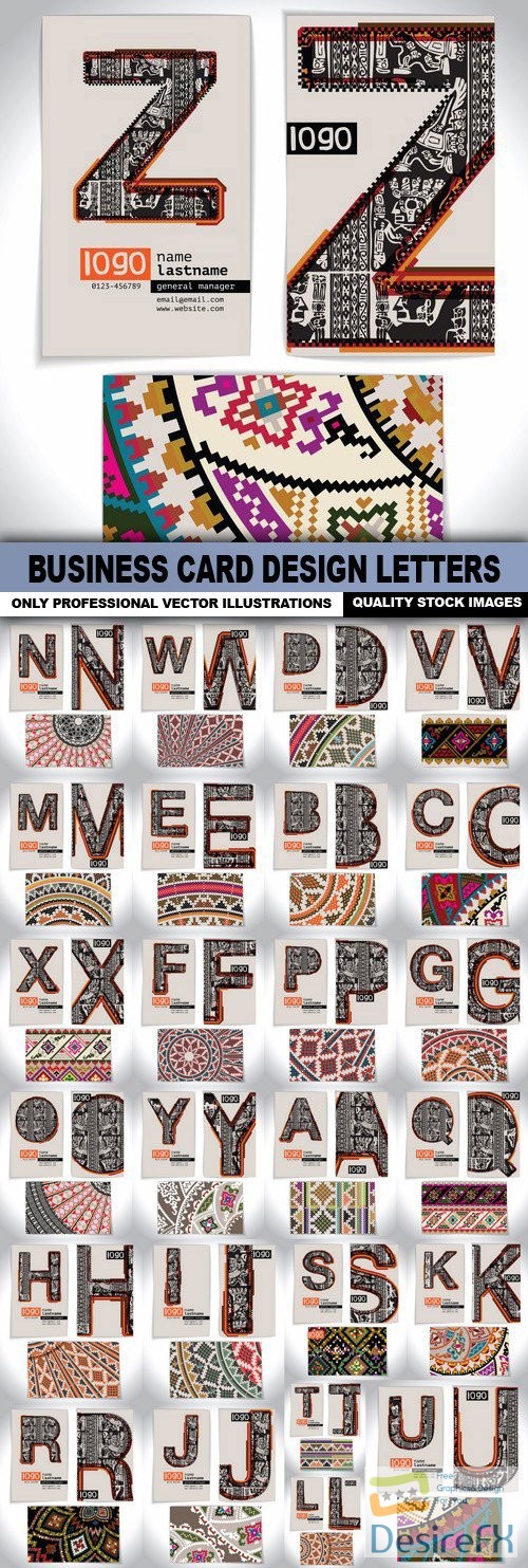 Business Card Design Letters - 26 Vector