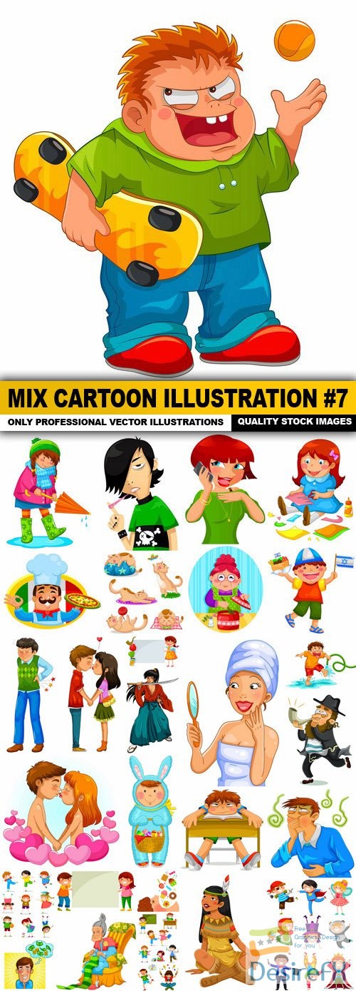 Mix Cartoon Illustration #7 - 50 Vector