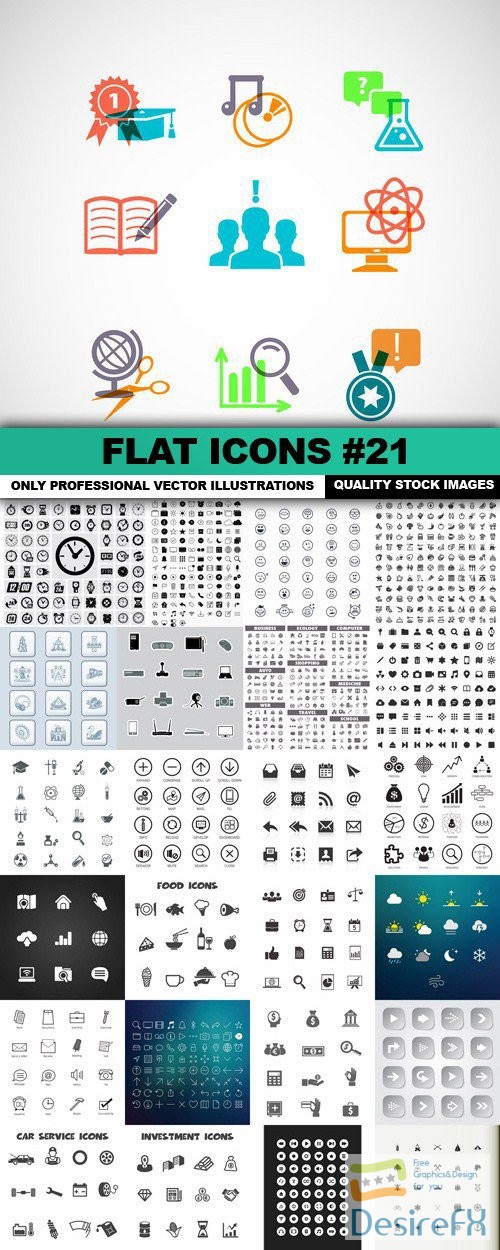 Flat Icons #21 - 25 Vectors