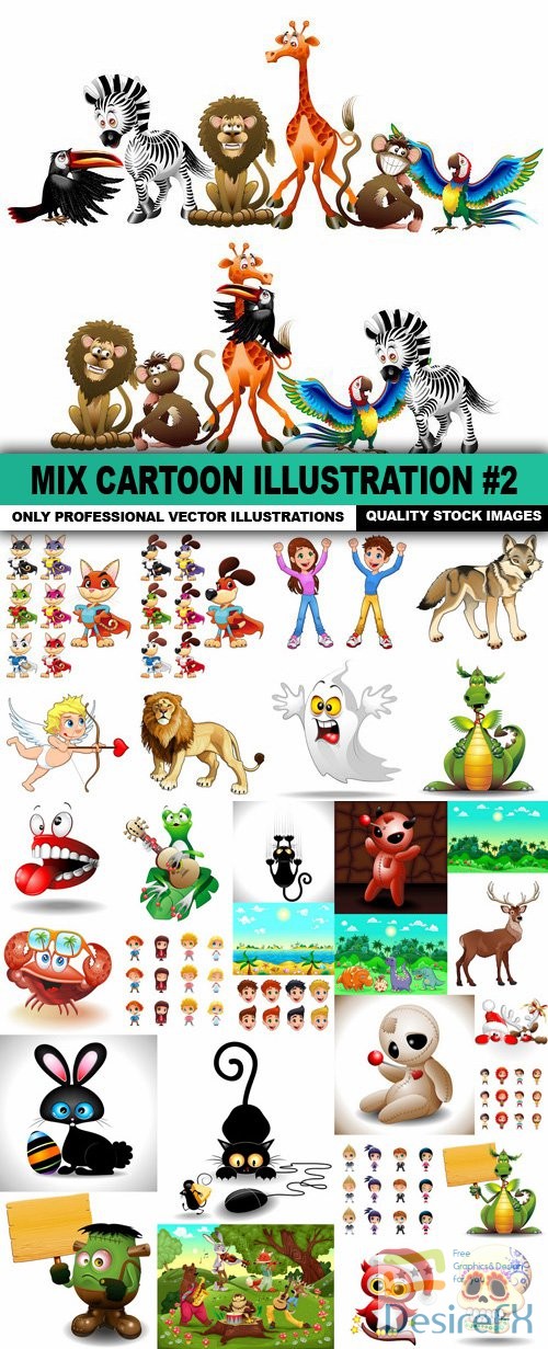 Mix Cartoon Illustration #2 - 50 Vector