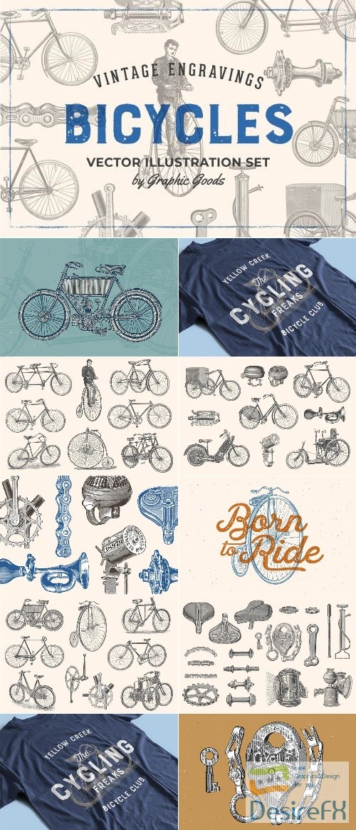Bicycles - Vintage Illustration Set - 2669642