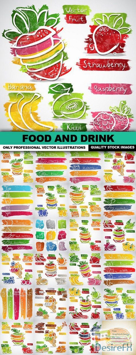 Food And Drink Design Elements - 25 Vector