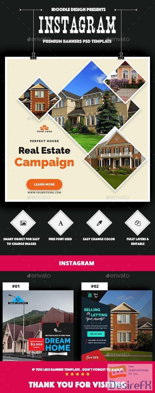 Real Estate Instagram Banners Ads – 15 PSD 15862048