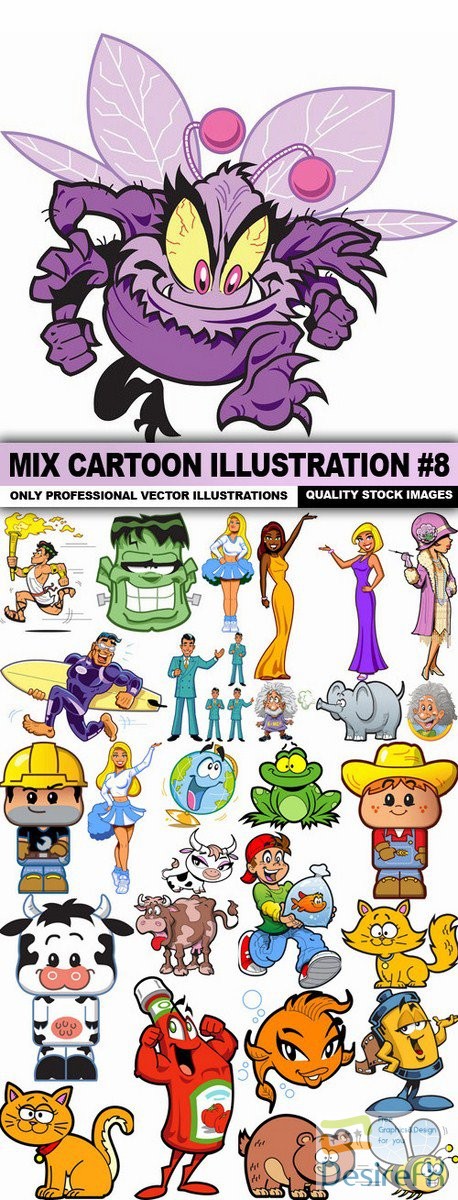 Mix Cartoon Illustration #8 - 44 Vector
