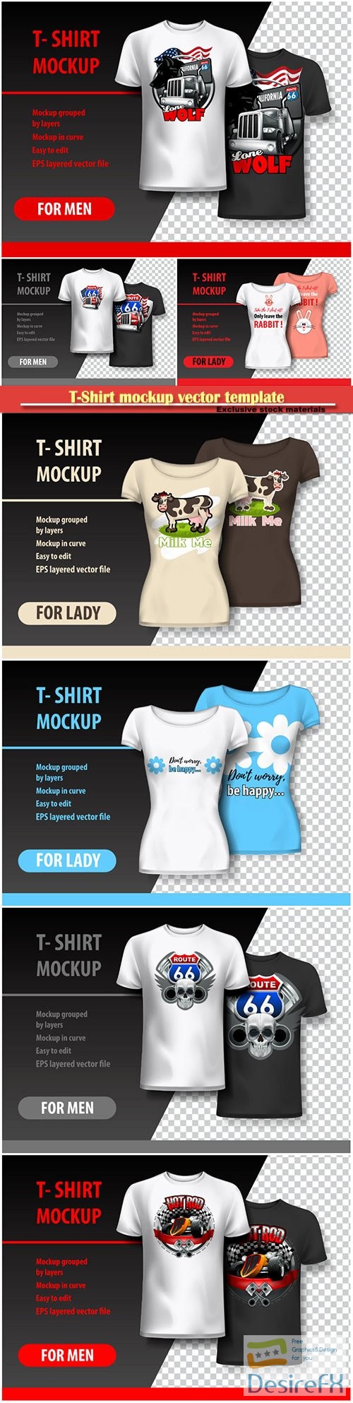 Download T-Shirt mockup vector template - DesireFX.COM