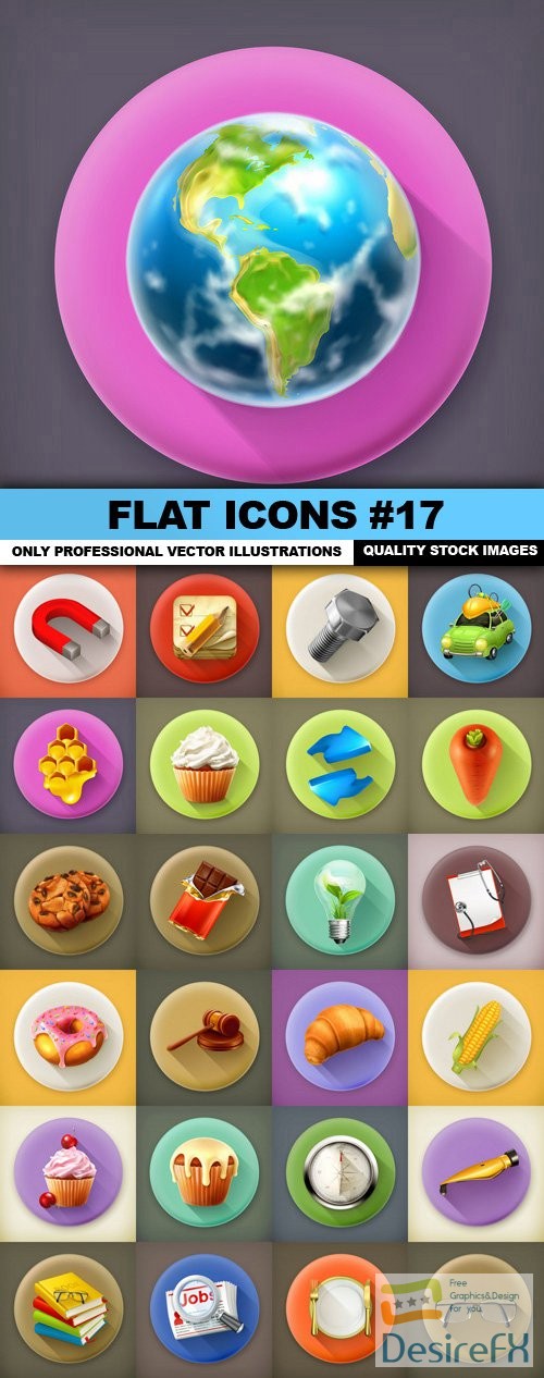 Flat Icons #17 - 25 Vectors