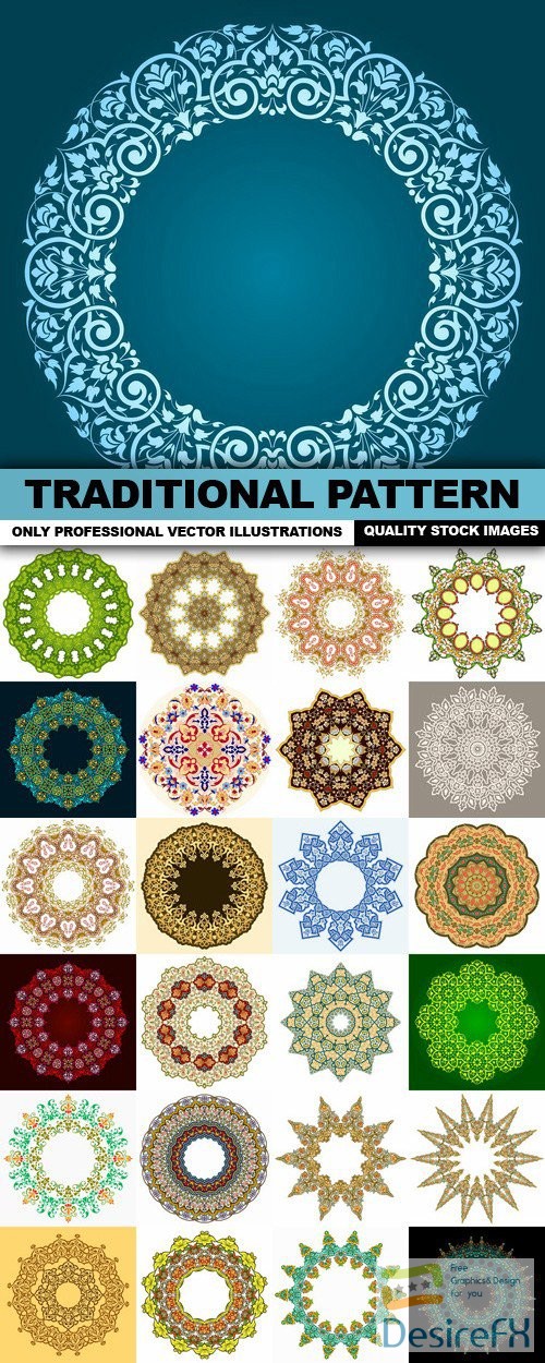 Beautiful Traditional Pattern - 25 Vector