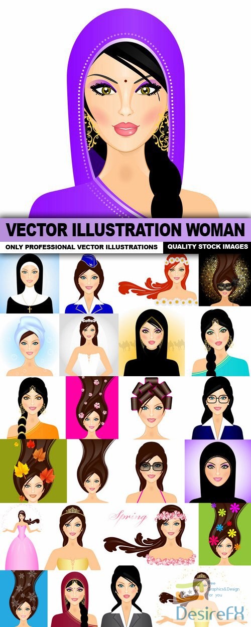 Vector Illustration Woman- 25 Vectors