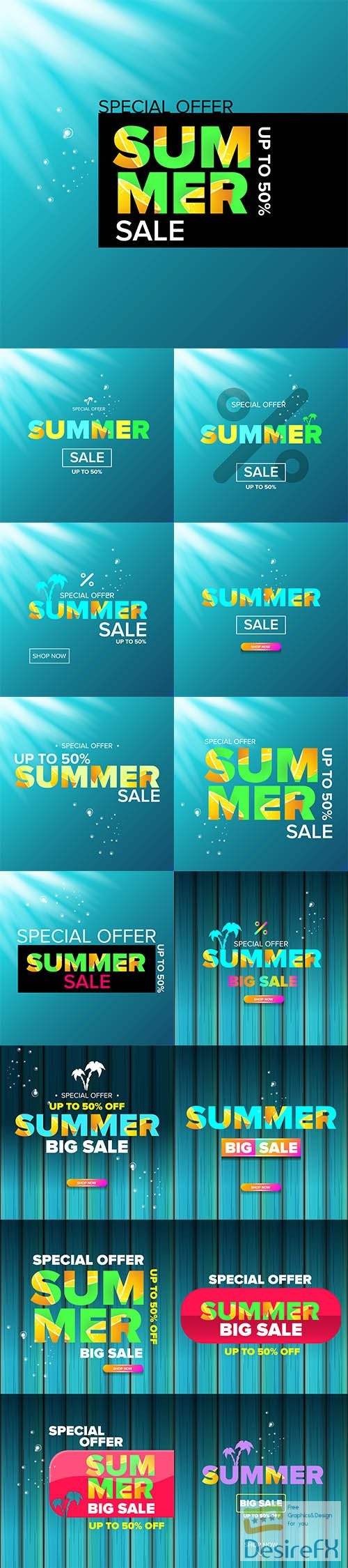 Vector Summer sale modern color design template web banner or poster