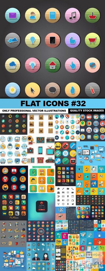 Flat Icons #32 - 50 Vectors