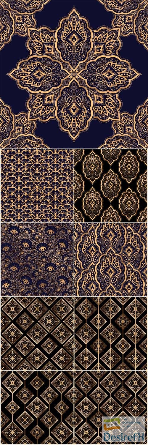 Golden luxury seamless vector patterns