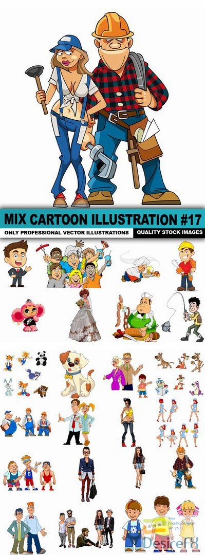 Mix Cartoon Illustration #17 - 25 Vector