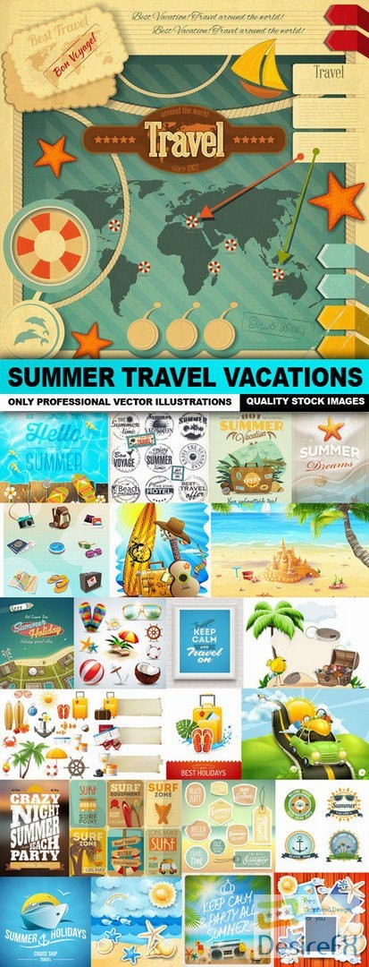 Summer Travel Vacations - 25 Vector