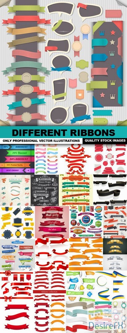 Different Ribbons Collection - 25 Vector