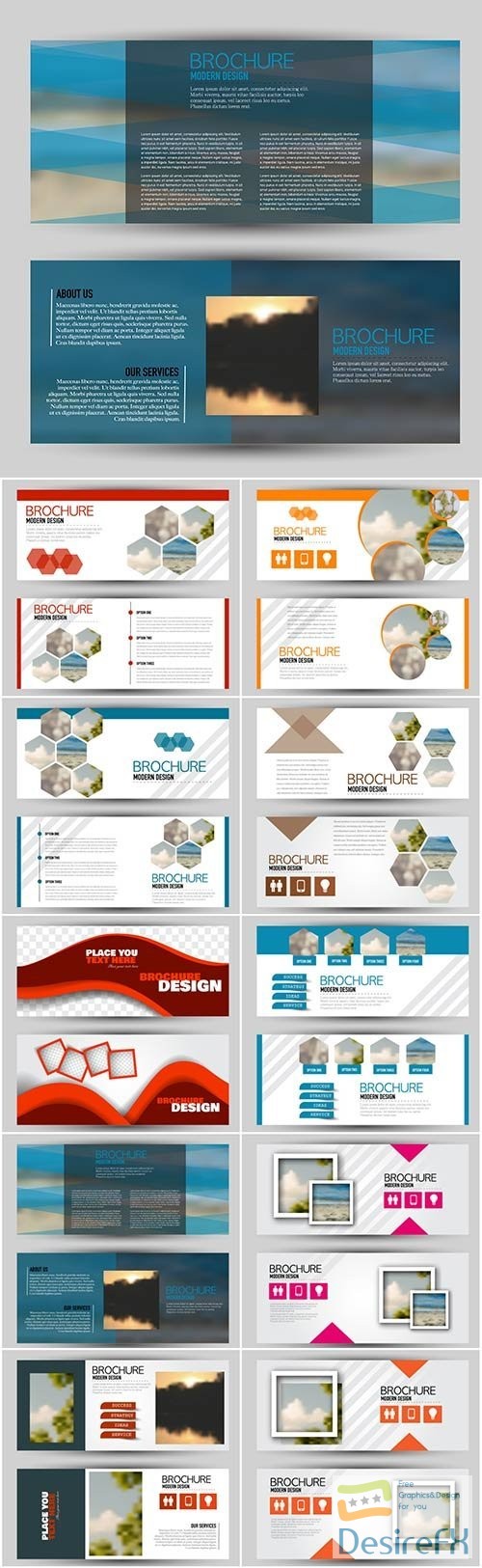 Set of banners for web and advertisement print out, vector horizontal flyer handout design # 4