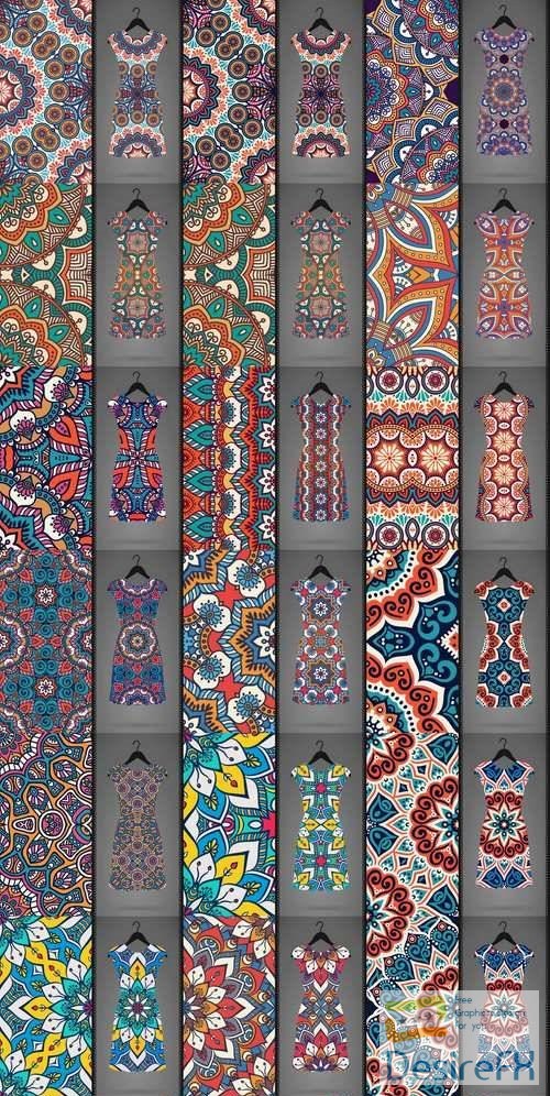 Dress clothing Indian ethnic ornament pattern mandala image banner 25 EPS
