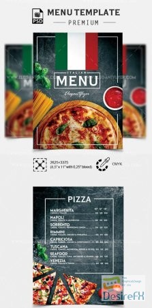 Italian Restaurant Menu V1 2018 PSD Flyer Template