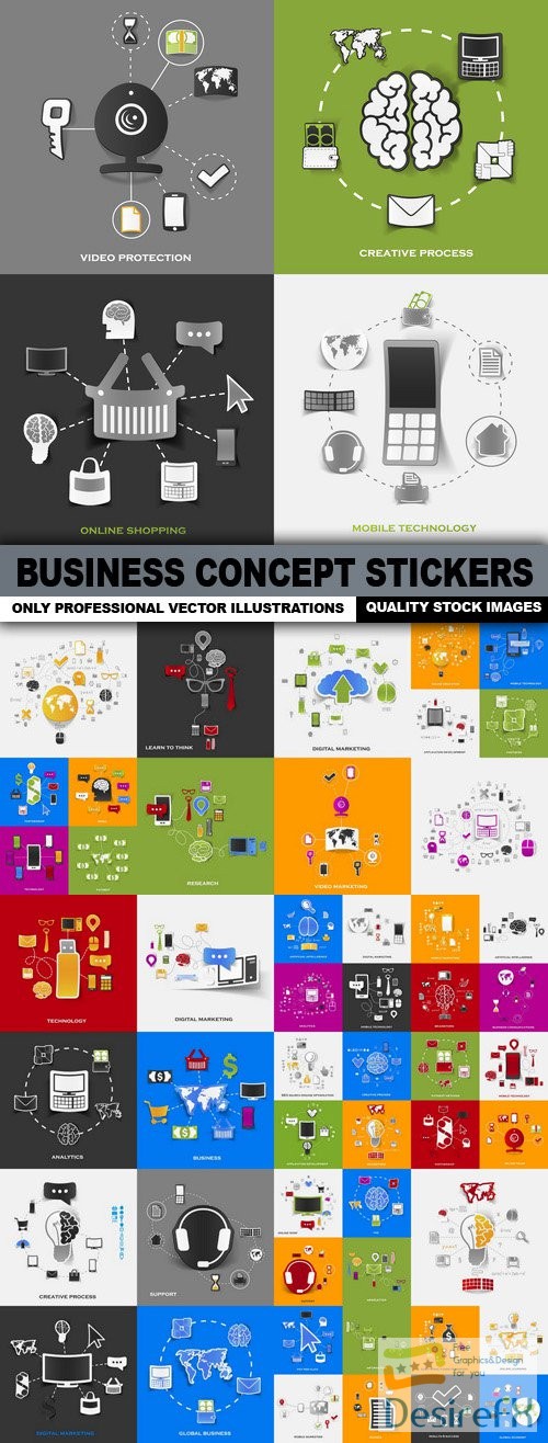 Business Concept Stickers - 25 Vector
