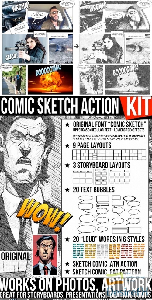 Comic Sketch Action Kit for Photoshop 22413442