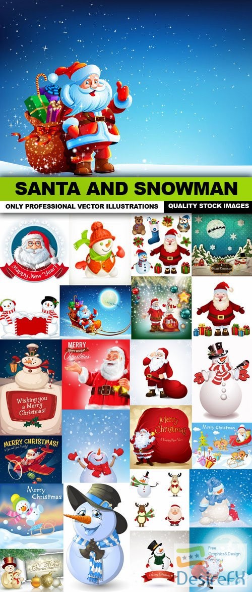 Santa And Snowman - 24 Vector