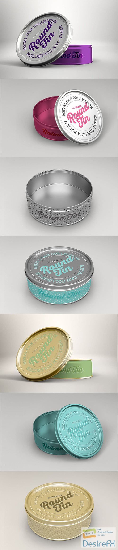 PSD Round Tin Can Packaging Mockups Vol.3