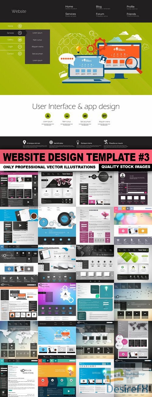 Website Design Template #3 - 25 Vector