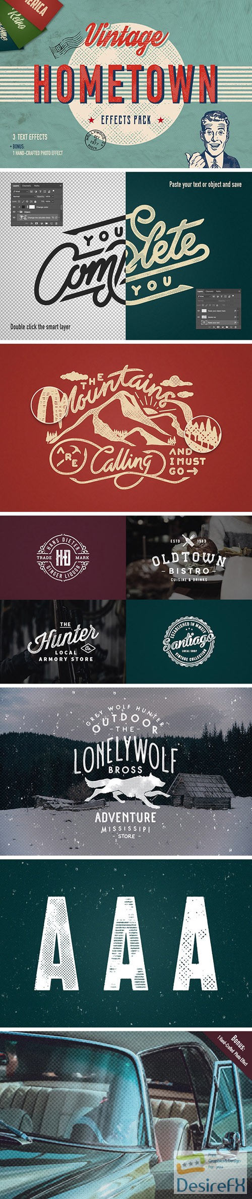 Vintage Hometown PSD Effects Pack