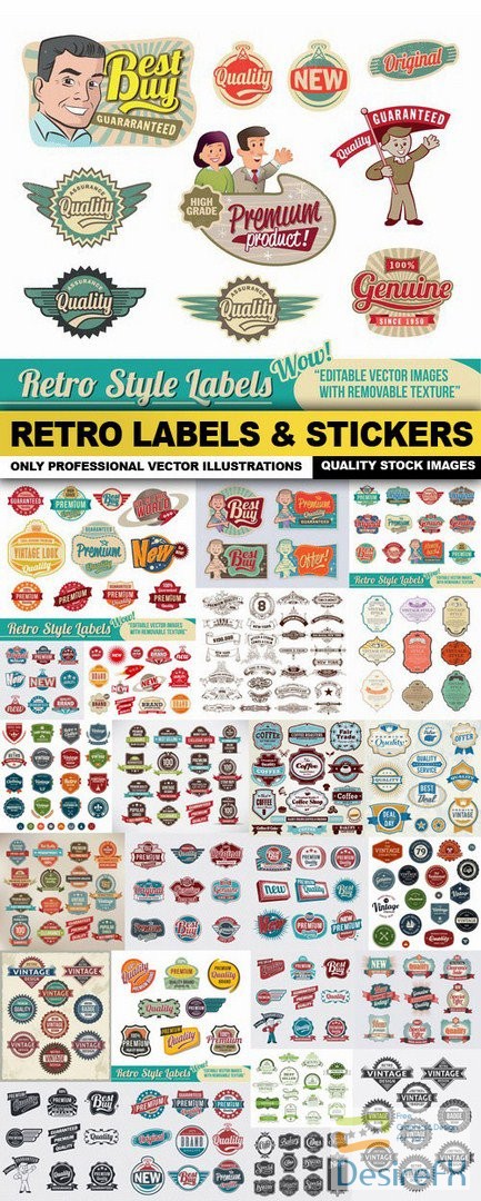 Retro Labels &amp; Stickers - 25 Vector
