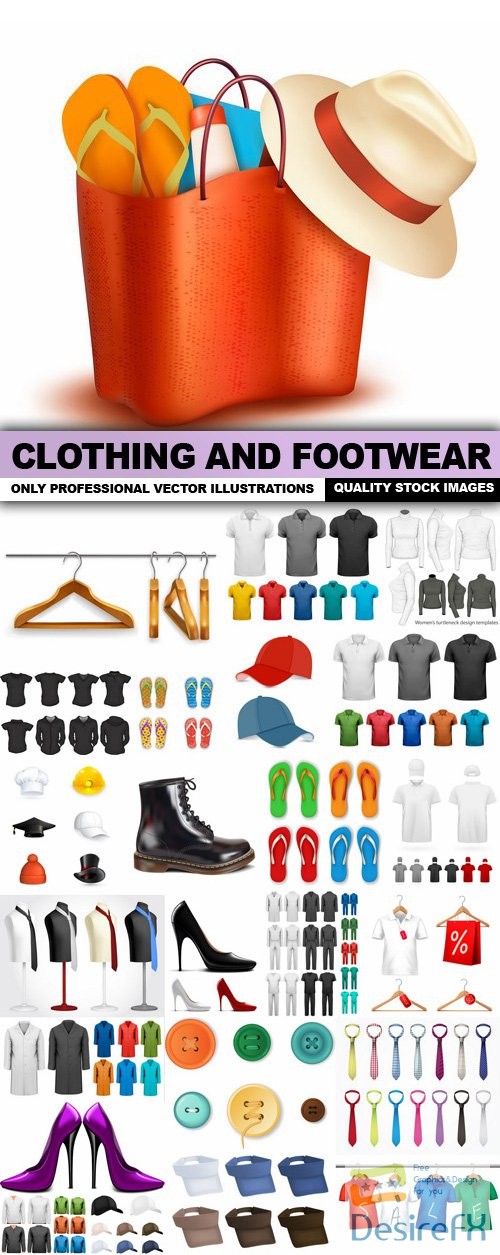 Clothing And Footwear - 25 Vector
