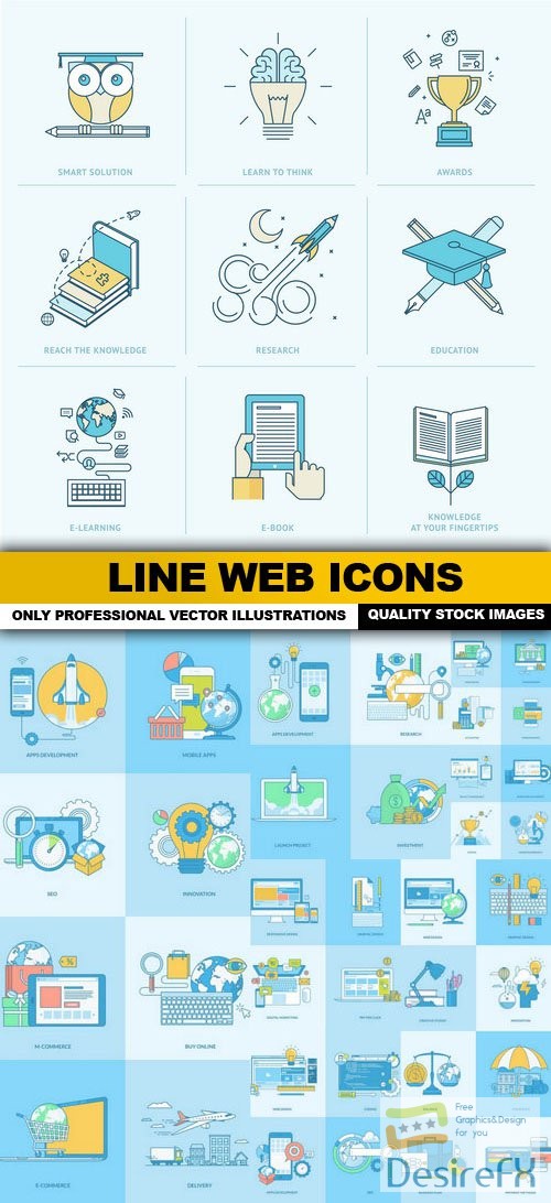 Line Web Icons - 10 Vector