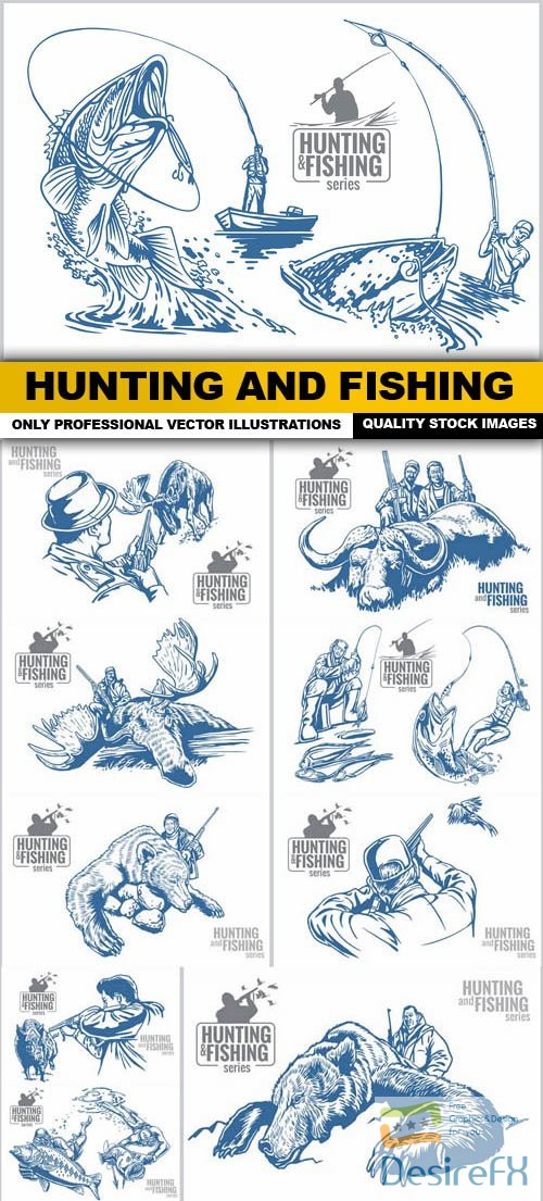 Hunting And Fishing - 10 Vector