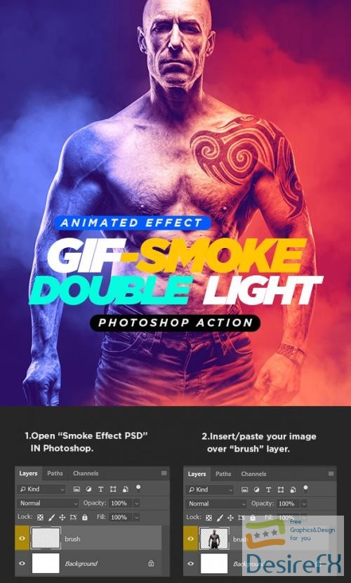 Gif Animated Smoke Double Lighting Photoshop Action - 21838009