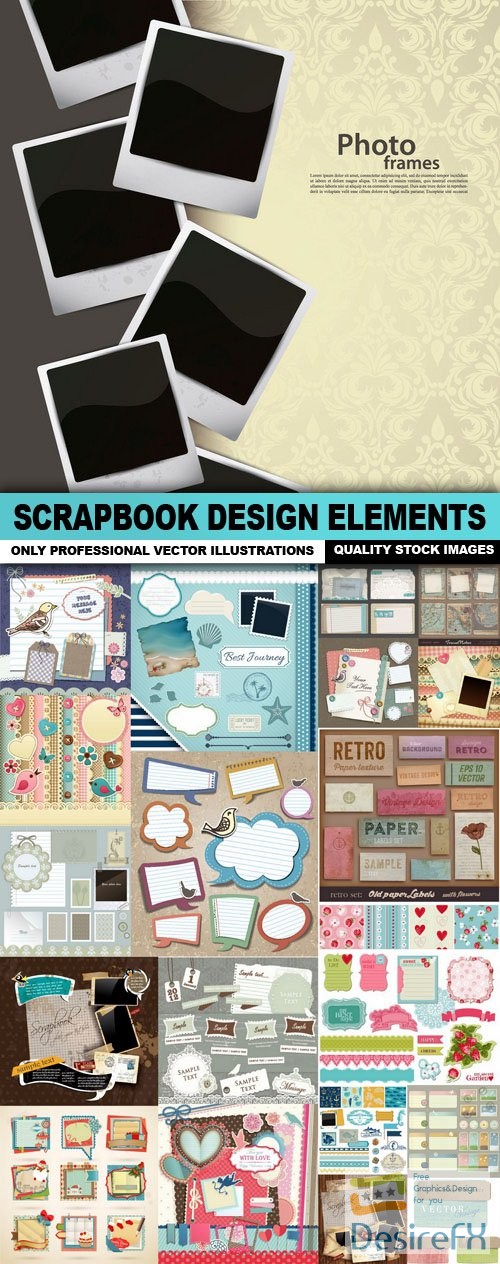 Scrapbook Design Elements - 20 Vector