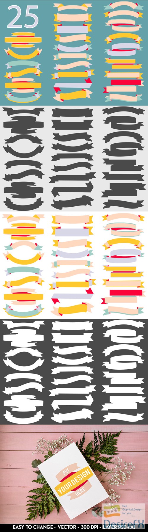 Ribbon &amp; Banners Vector Collection [Ai/PSD]