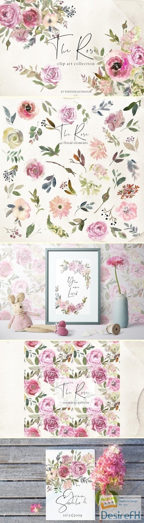 The Rose Watercolor Floral Clipart - 2888705