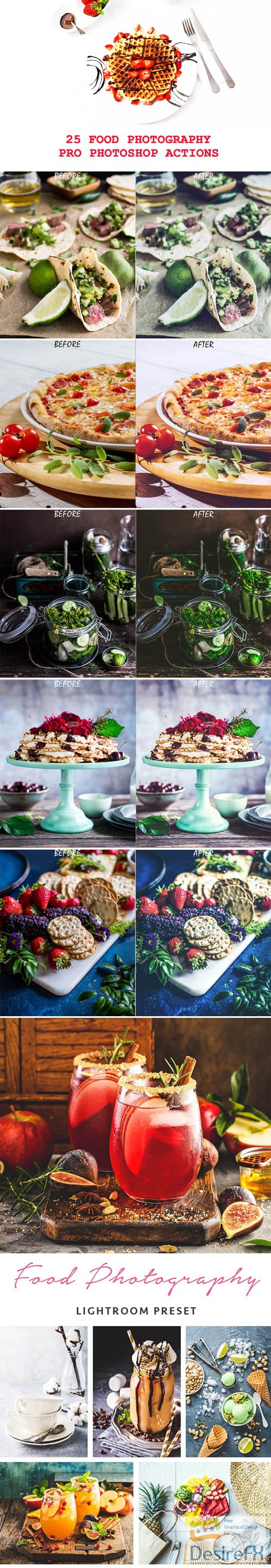 25 Food Photography Pro Photoshop Actions &amp; Lightroom Presets
