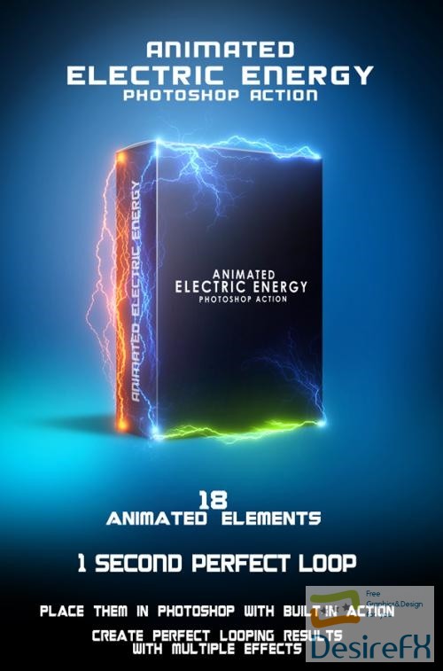 Animated Electric Energy Photoshop Action - 19993233